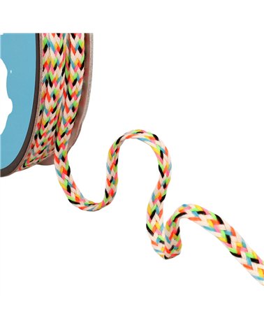 Tresse Multicolore 6mm beige au mètre