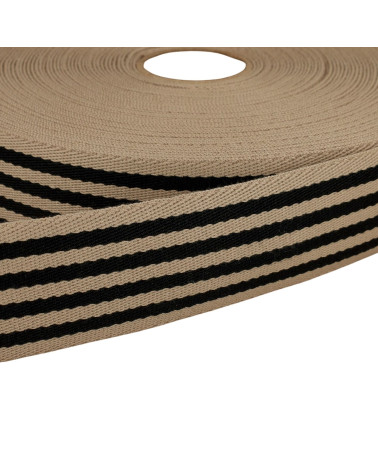 Two-tone Stripe webbing 40mm black per meter