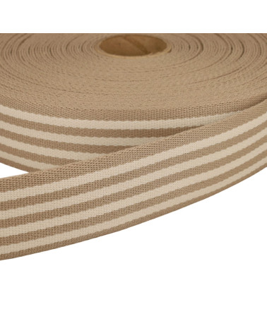 Two-tone Stripe Webbing 40mm ecru per meter