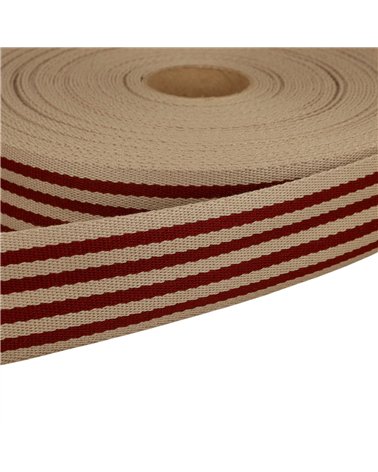 Sangle Stripe Bicolore 40mm rouge au mètre