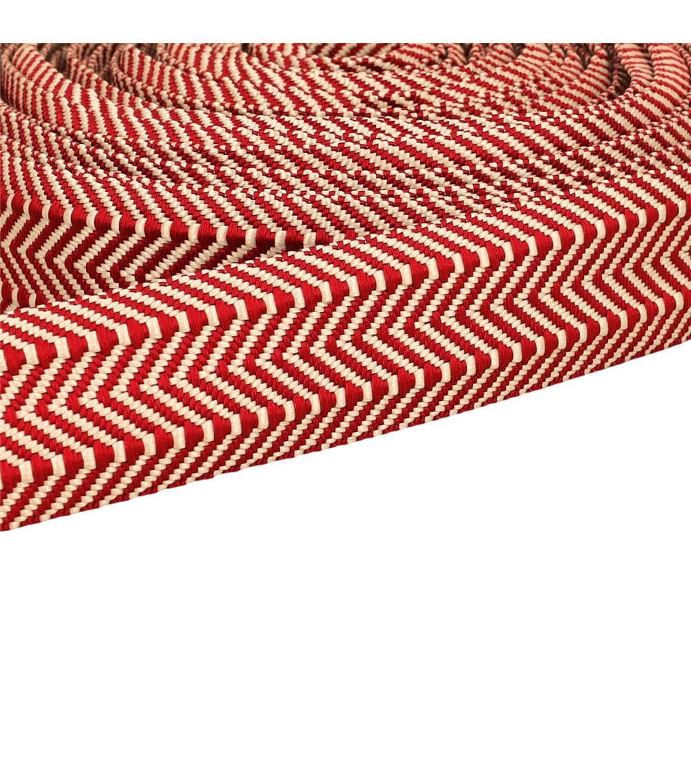 Sangle Double Chevrons 38mm rouge au mètre