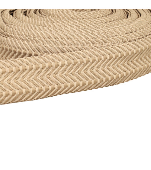 Doppeltes Fischgräten-Gurtband, 38 mm, Beige, pro Meter