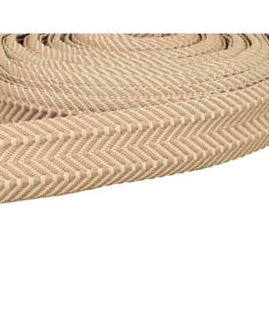 Cinta doble en espiga 38 mm beige por metro