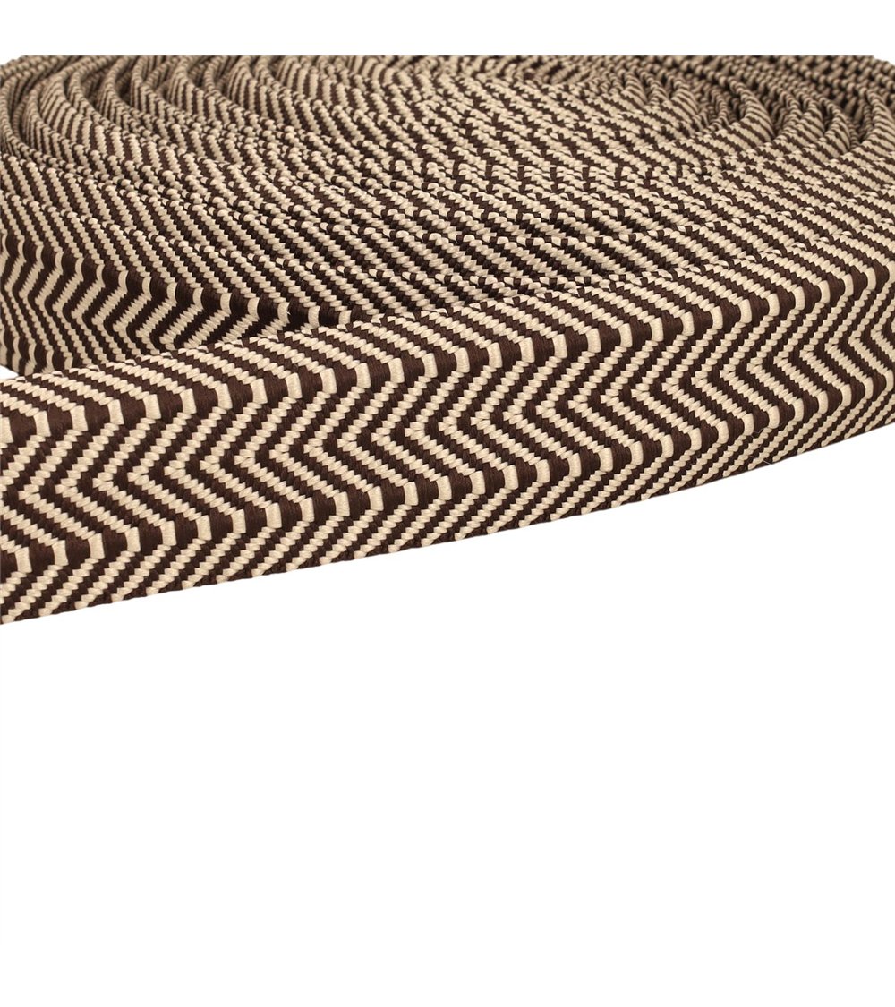 Sangle Double Chevrons 38mm marron au mètre