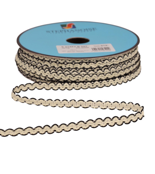 Scalloped Croquet braid 7mm black by the meter