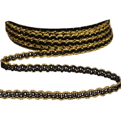 Metallic-Krocketgeflecht, 8 mm, Schwarz, Meterware