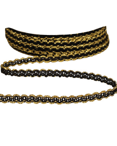 Metallic-Krocketgeflecht, 8 mm, Schwarz, Meterware