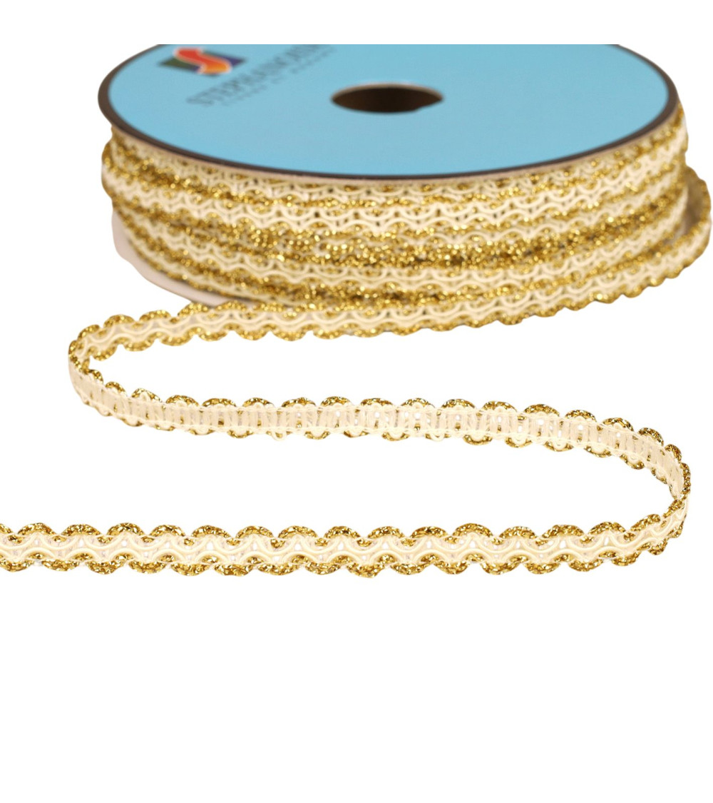 Metallic Croquet braid 8mm ecru by the meter