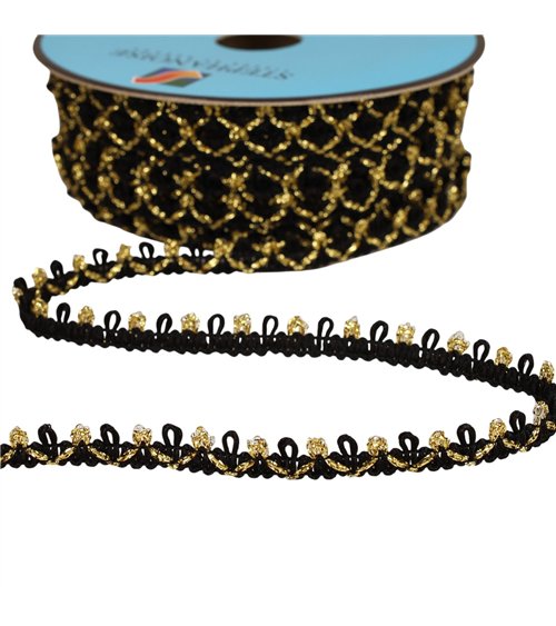 Galon Bouclettes Métalliques 10mm noir au mètre