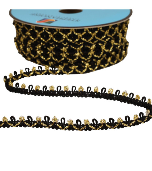 Metallic Curly Braid 10mm black per meter