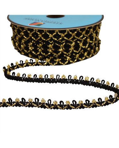 Galon Bouclettes Métalliques 10mm noir au mètre