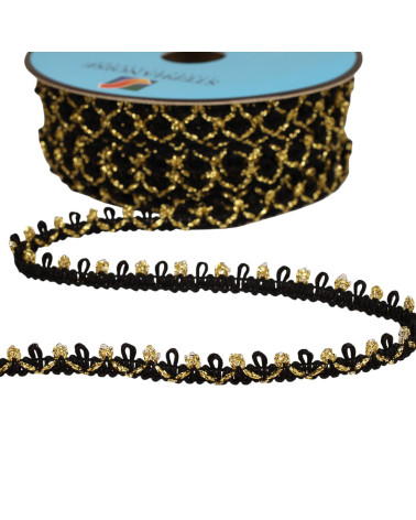 Metallic Curly Braid 10mm black per meter