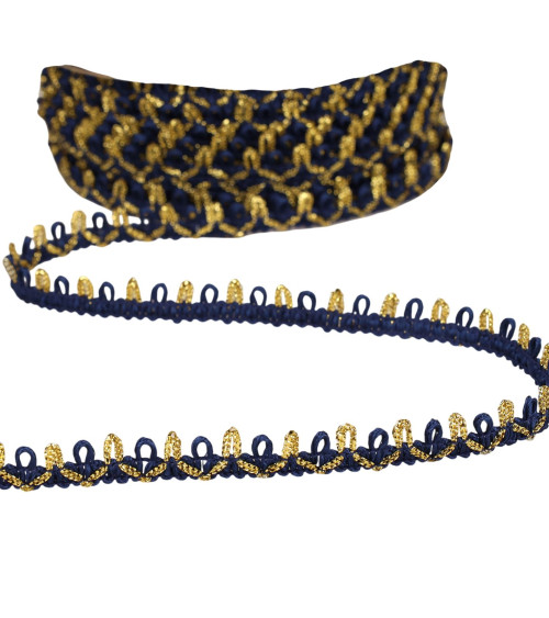 Metallisches lockiges Geflecht, 10 mm, Blau, Meterware