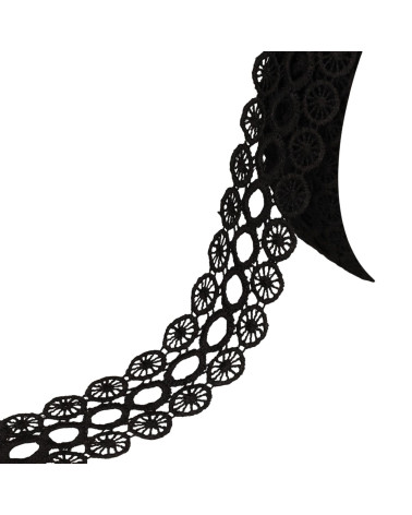 Guipure Circles 3 Rows 40mm black by the meter