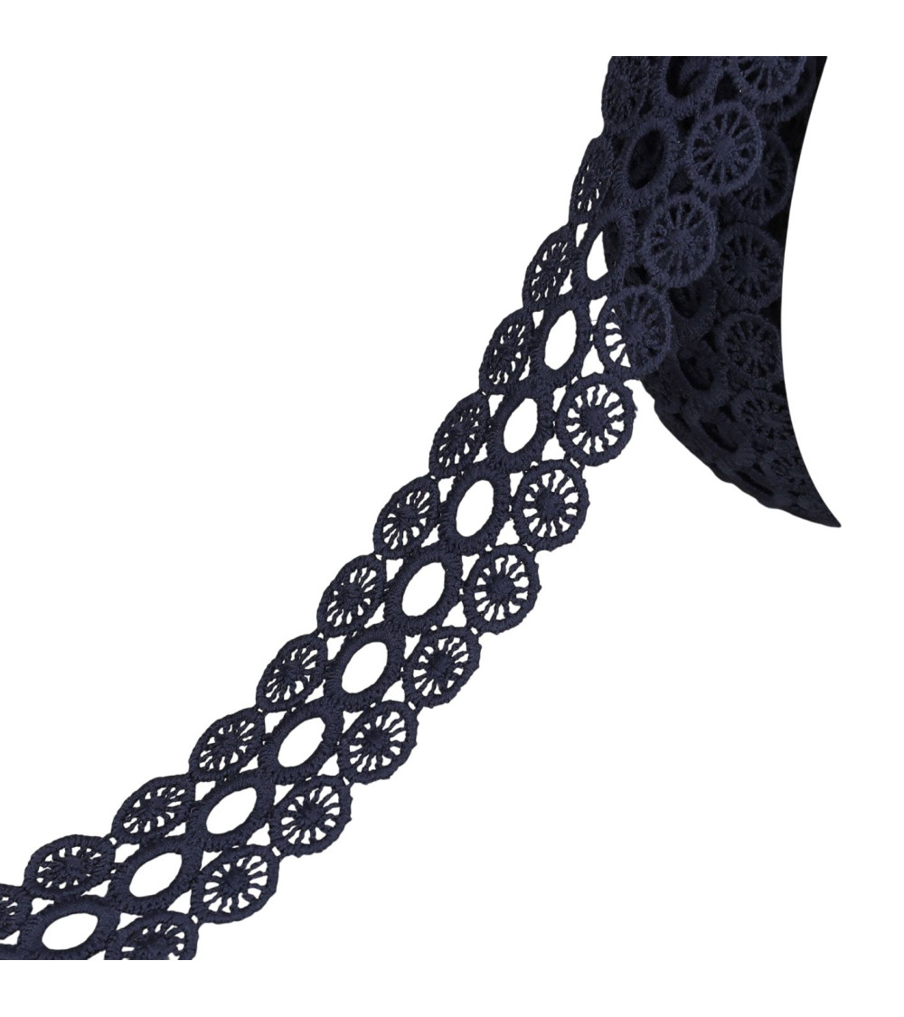 Guipure Circles 3 Rows 40mm blue by the meter
