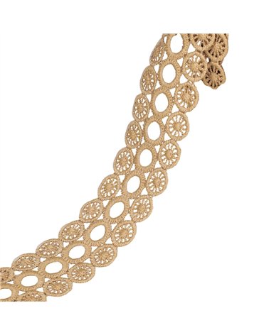 Guipure Cercles 3 Rangs 40mm beige au mètre