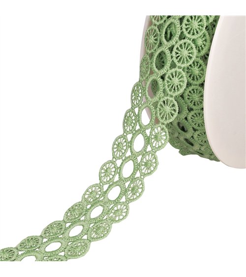 Guipure Cercles 3 Rangs 40mm vert au mètre