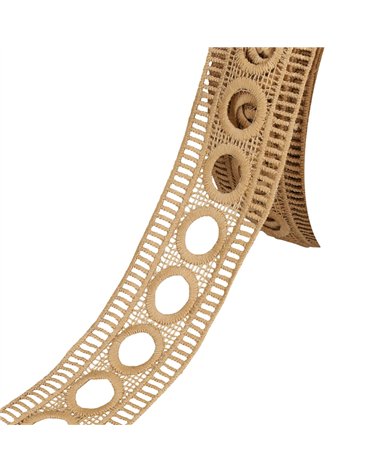 Guipure Passe Rubans 45mm beige au mètre