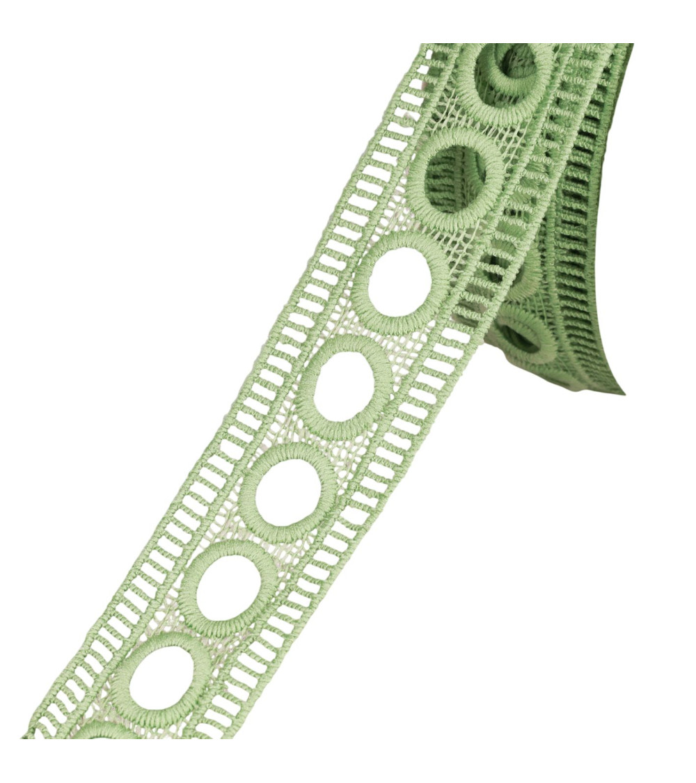 Nastri Guipure Passe 45mm verde al metro