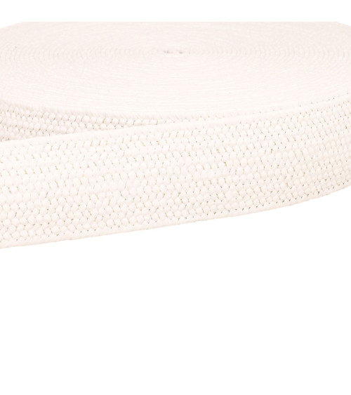 White stretch natural look webbing per meter