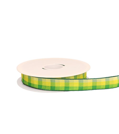 Ruban carreaux laitonné jaune au mètre