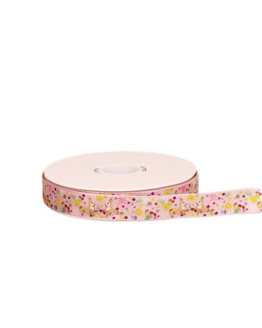 Ruban laitonné lapins rose au mètre