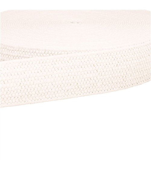 Bobine 15m sangle aspect naturel extensible blanc