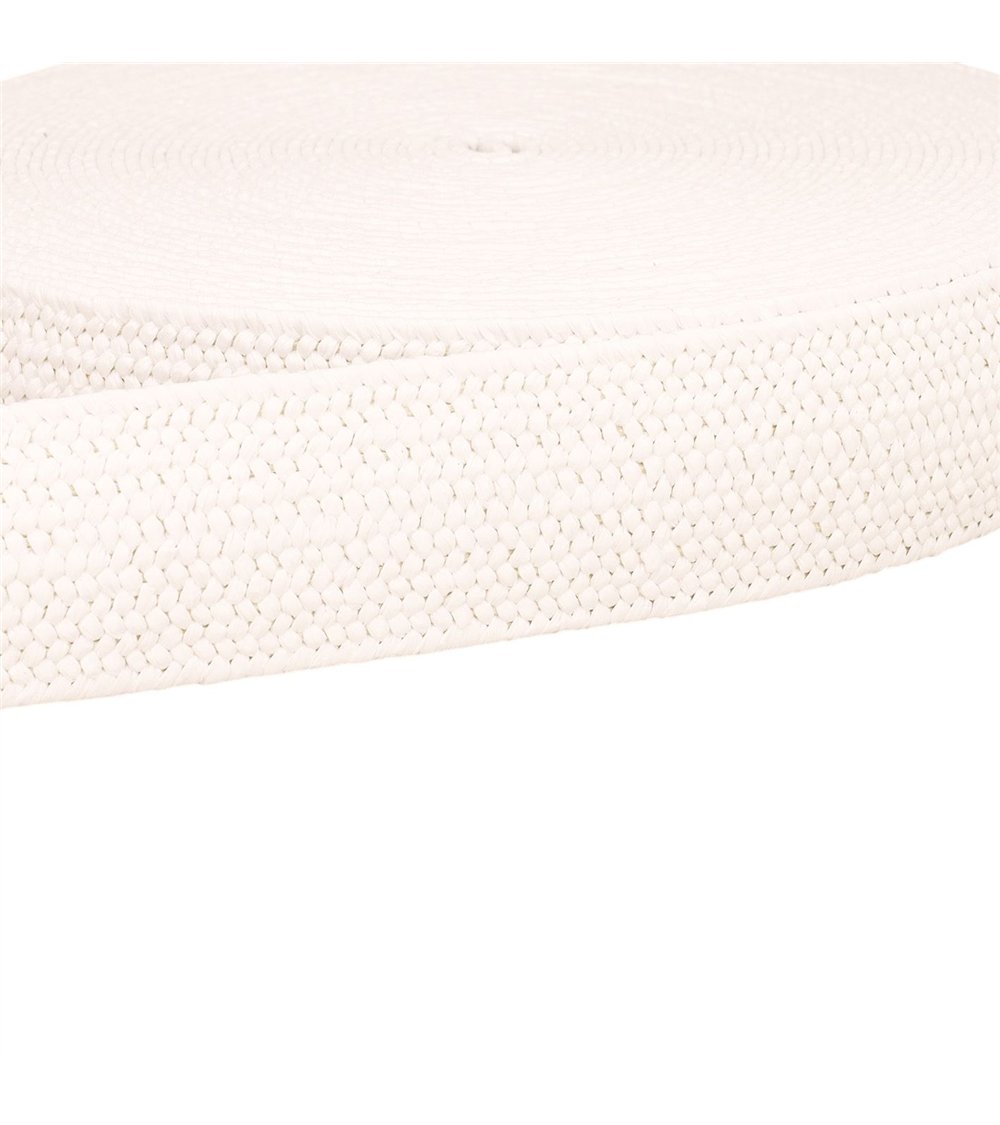 Bobine 15m sangle aspect naturel extensible blanc