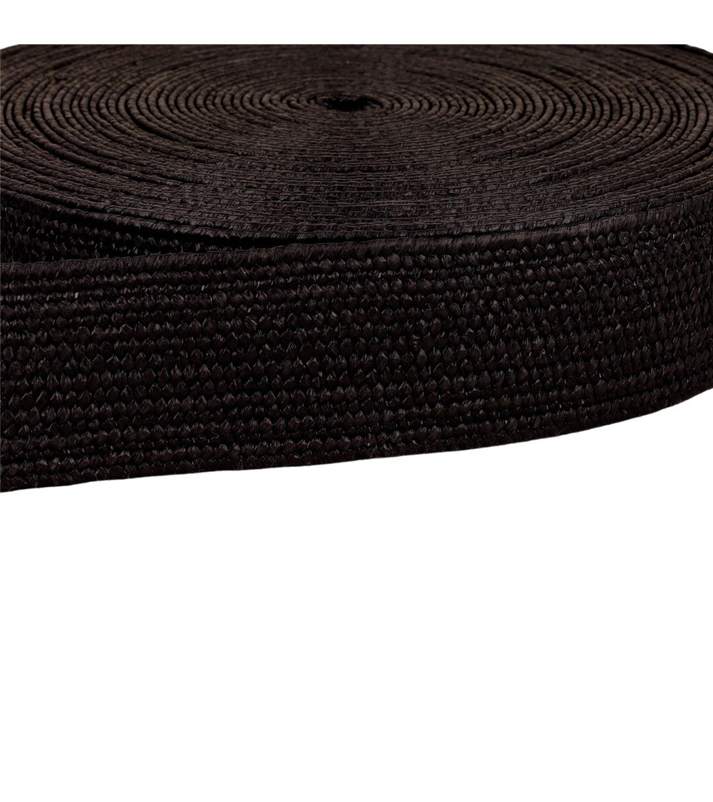 Bobine 15m sangle aspect naturel extensible noir