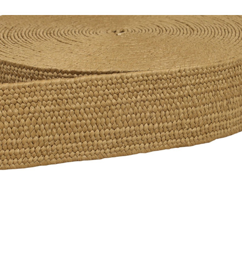 15 m lange Rolle mit braunem Stretch-Gurtband in natürlicher Optik