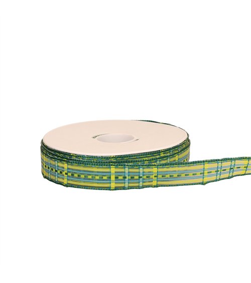 Bobine 20m ruban écossais laitonné vert
