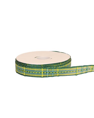 Bobine 20m ruban écossais laitonné vert