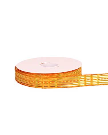 Bobine 20m ruban écossais laitonné orange