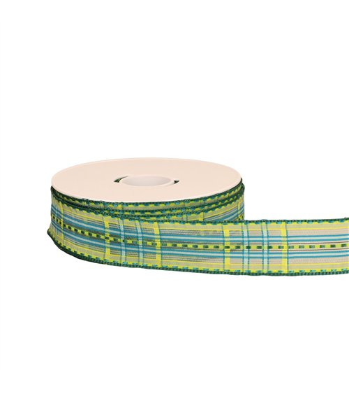 Bobine 20m ruban écossais laitonné vert