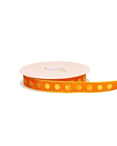 Bobine 20m ruban pois laitonné orange