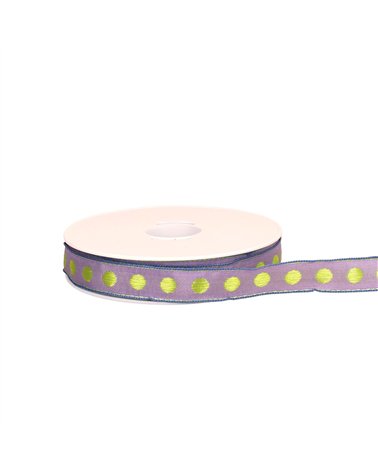 Bobine 20m ruban pois laitonné violet