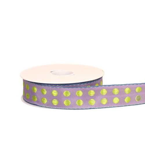 Bobina da 20 m di nastro a pois viola placcato in ottone