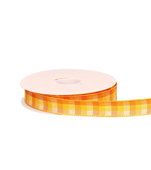 Bobine 20m ruban carreaux laitonné orange