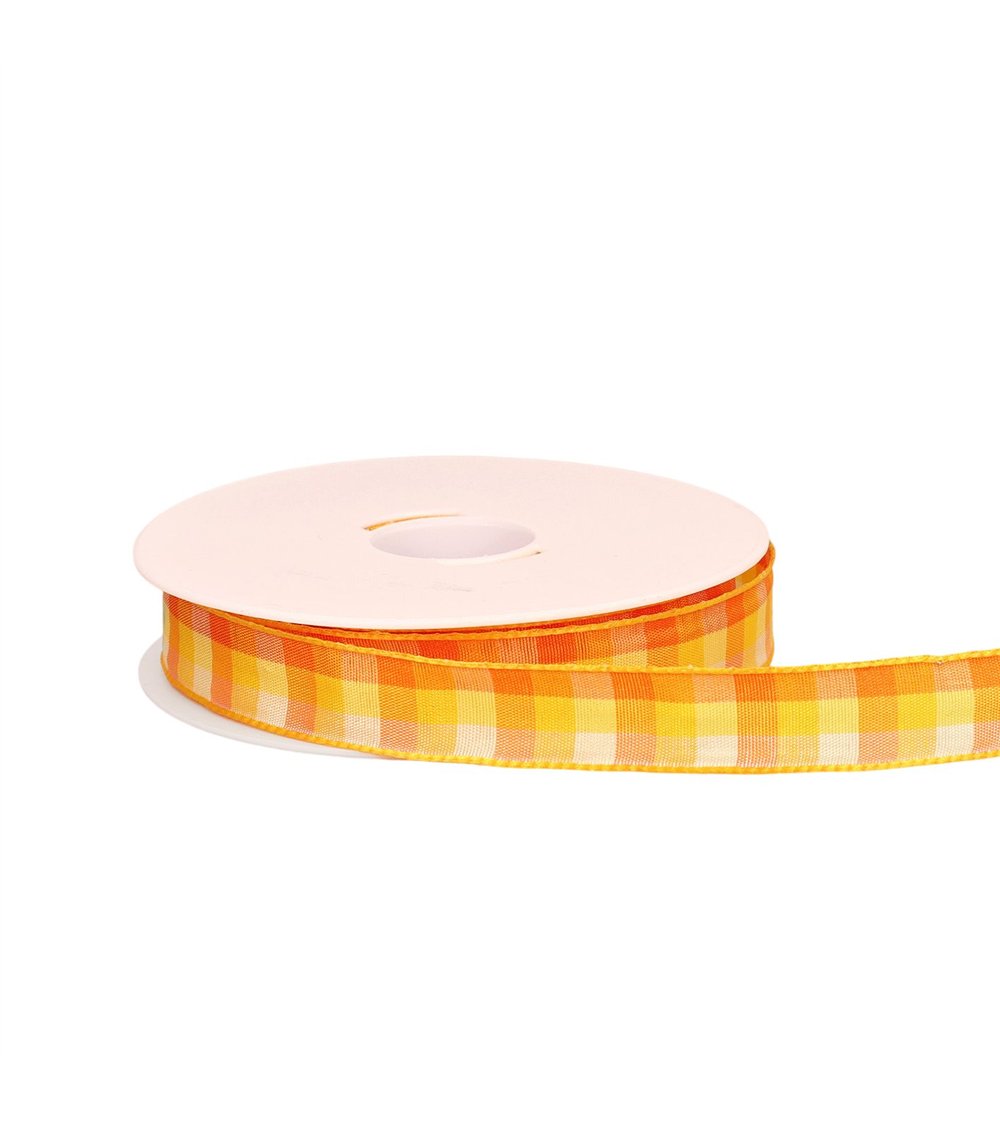 Bobine 20m ruban carreaux laitonné orange