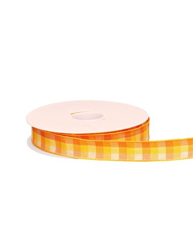 Bobine 20m ruban carreaux laitonné orange
