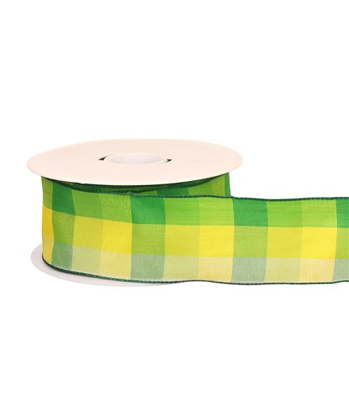Bobine 20m ruban carreaux laitonné jaune