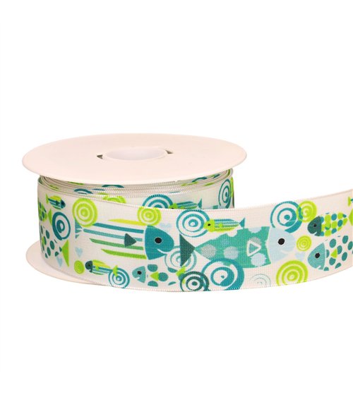 Bobine 20m ruban laitonné poisson vert