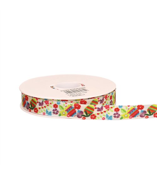 Bobine 20m ruban laitonné oeufs multicolore