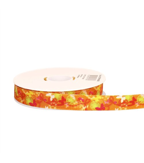 Bobine 20m ruban laitonné papillons orange