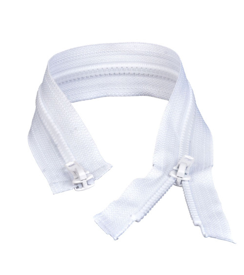 White separable mouth-to-mouth injected zipper