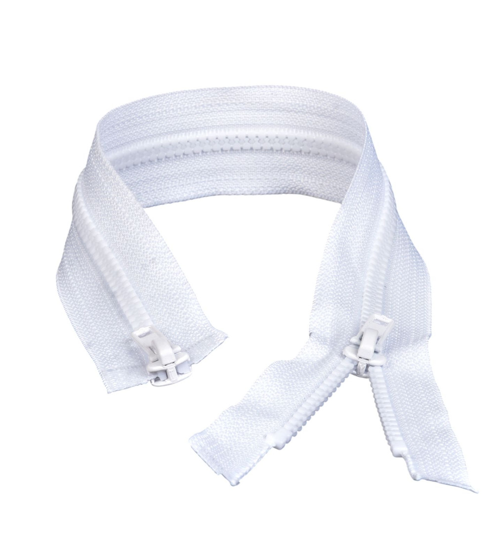 White separable mouth-to-mouth injected zipper
