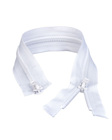White separable mouth-to-mouth injected zipper