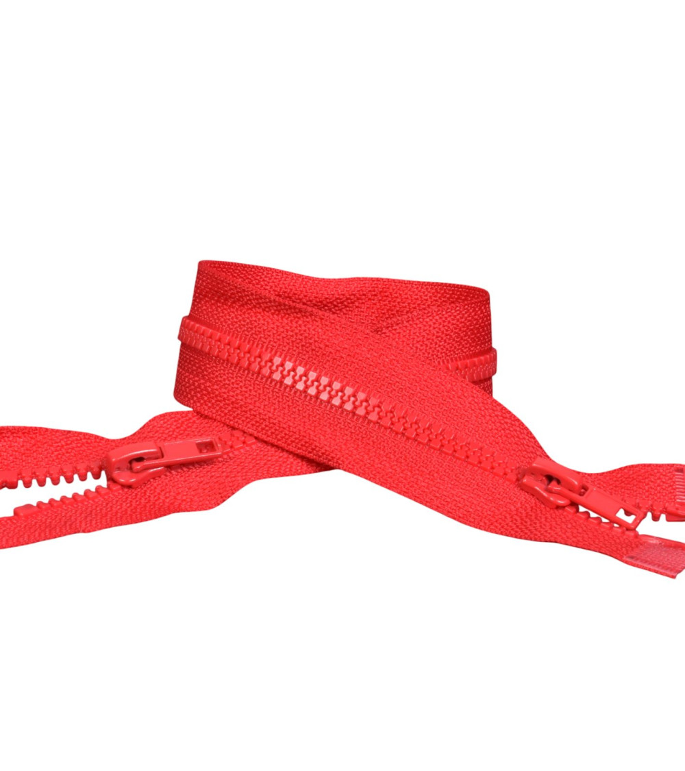 Red separable mouth-to-mouth injected zipper