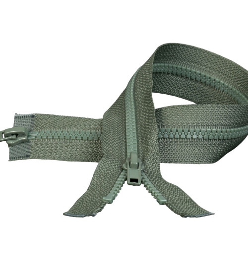 Khaki green separable mouth-to-mouth injected zipper