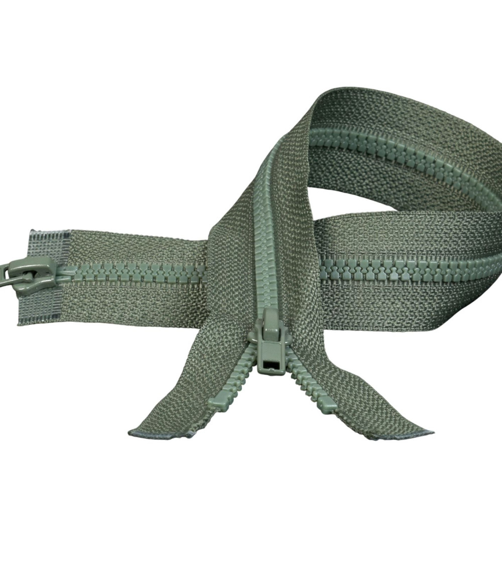 Cremallera inyectada boca a boca separable verde caqui